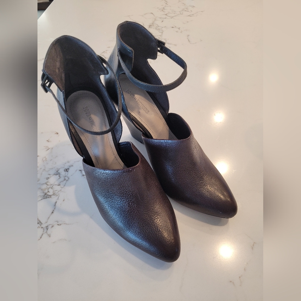 Pour La Victoire Brown Leather Wedge Heels Size 8.5